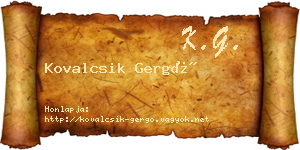 Kovalcsik Gergő névjegykártya